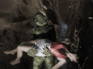 creatureincave2.jpg, creature from the black lagoon, warren disbrow, warren f disbrow, classic horror, invasion for flesh and blood, flesh eaters from outer space, scarlet moon, dark beginnings, amazing movies, classic horror, new jersey